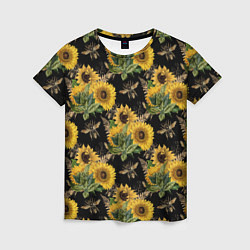 Футболка женская Fashion Sunflowers and bees, цвет: 3D-принт