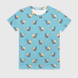 Футболка женская Петушки паттерн, цвет: 3D-принт