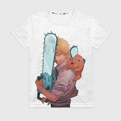 Футболка женская Дэндзи, Почита и бензопила, цвет: 3D-принт