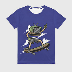 Женская футболка Телевизор скейтбордист