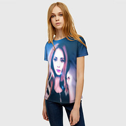 Футболка женская Девушка с большими глазами, цвет: 3D-принт — фото 2
