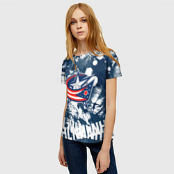Футболка женская Коламбус Блю Джекетс, Columbus Blue Jackets, цвет: 3D-принт — фото 2