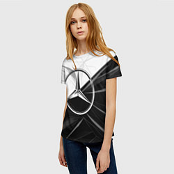 Футболка женская MERCEDES-BENZ МЕРСЕДЕС-БЕНЗ BLACK AND WHITE, цвет: 3D-принт — фото 2