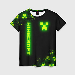 Футболка женская MINECRAFT NEON LOGO CREEPER, цвет: 3D-принт