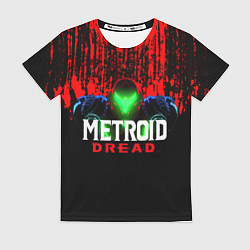 Женская футболка Metroid Dread Самус Аран и потеки крови