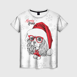 Футболка женская Happy Christmas: кокер спаниель, цвет: 3D-принт
