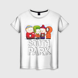 Футболка женская South Park - Южный парк Кенни, Кайл, Стэн и Эрик, цвет: 3D-принт