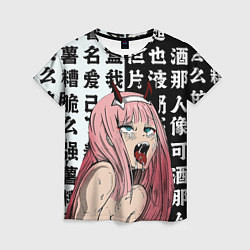 Футболка женская AHEGAO ZERO TWO Зеро ту ахегао, цвет: 3D-принт