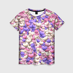 Футболка женская Сердечки-черепушки, цвет: 3D-принт
