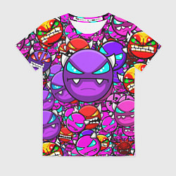 Футболка женская Geometry Dash эмоции demon, цвет: 3D-принт