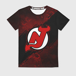 Футболка женская New Jersey Devils, Нью Джерси Девилз, цвет: 3D-принт