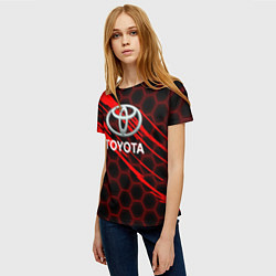 Футболка женская Toyota: Красные соты, цвет: 3D-принт — фото 2