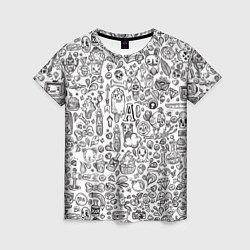 Женская футболка Рисованные черепа и животные