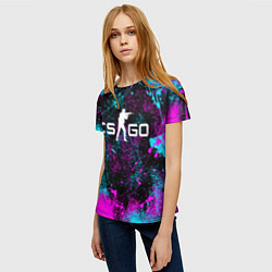 Футболка женская КС ГО НЕОН CS GO NEON, цвет: 3D-принт — фото 2