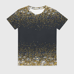Женская футболка Золотые блестки на темном фоне Сияющий глиттер, бл