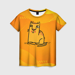 Футболка женская Рисованный желтый кот, цвет: 3D-принт