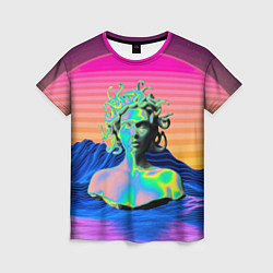 Футболка женская Gorgon Medusa Vaporwave Neon Mountains, цвет: 3D-принт