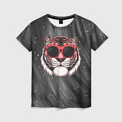 Футболка женская Модный тигр в очках, цвет: 3D-принт