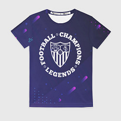 Женская футболка Символ Sevilla и круглая надпись Football Legends