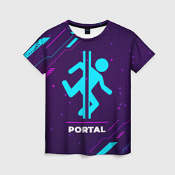 Футболка женская Символ Portal в неоновых цветах на темном фоне, цвет: 3D-принт
