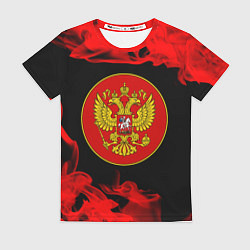 Женская футболка RUSSIA - ГЕРБ - Пламя