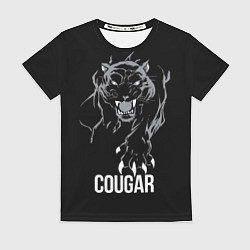 Футболка женская Cougar on the hunt - Пума на охоте, цвет: 3D-принт