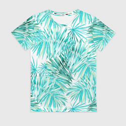 Футболка женская Листья Пальмы Нарисованные Акварелью, цвет: 3D-принт