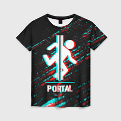 Женская футболка Portal в стиле Glitch Баги Графики на темном фоне
