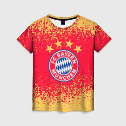 Женская футболка Bayern munchen красно желтый фон