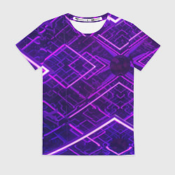 Женская футболка Неоновые ромбы в абстракции - Фиолетовый