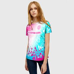 Футболка женская Leicester City Neon Gradient, цвет: 3D-принт — фото 2