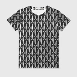 Футболка женская Черно-белый современный модный узор листья, цвет: 3D-принт