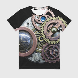 Женская футболка Mechanism of gears in Steampunk style