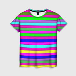 Футболка женская Multicolored neon bright stripes, цвет: 3D-принт