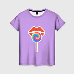 Футболка женская Red lips and lollipop, цвет: 3D-принт