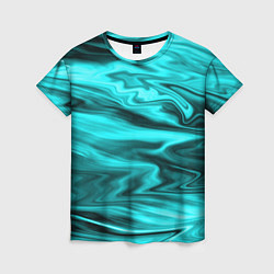 Женская футболка Неоновый бирюзовый мраморный узор