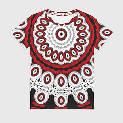 Женская футболка Красно-черный калейдоскоп мандала