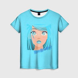 Футболка женская Аниме девушка с глазами цвета океана, цвет: 3D-принт