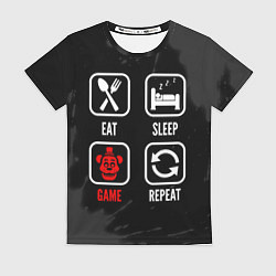 Футболка женская Eat, sleep, FNAF, repeat, цвет: 3D-принт