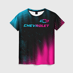 Футболка женская Chevrolet - neon gradient: символ сверху, цвет: 3D-принт