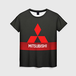 Футболка женская Mitsubishi - логотип - красная полоса, цвет: 3D-принт
