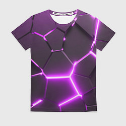 Футболка женская Фиолетовые неоновые геометрические плиты, цвет: 3D-принт