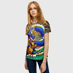 Футболка женская Разноцветный Японский Дракон, цвет: 3D-принт — фото 2