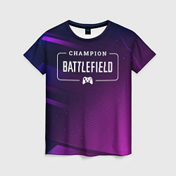 Футболка женская Battlefield gaming champion: рамка с лого и джойст, цвет: 3D-принт