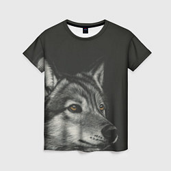 Футболка женская Спокойный серый волк, цвет: 3D-принт