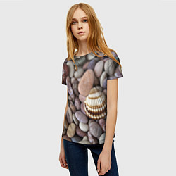 Футболка женская Морские камни и ракушки, цвет: 3D-принт — фото 2