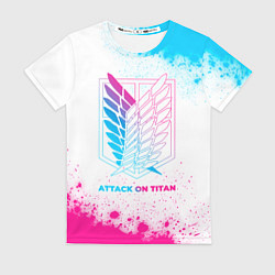 Футболка женская Attack on Titan neon gradient style, цвет: 3D-принт