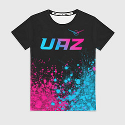 Футболка женская UAZ - neon gradient: символ сверху, цвет: 3D-принт