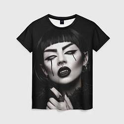 Футболка женская Девушка - вампир, цвет: 3D-принт