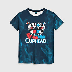 Футболка женская Cuphead синий огонь, цвет: 3D-принт